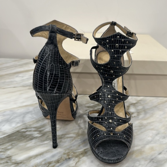 JIMMY CHOO LIZARD PRINT CHARCOAL 9 1/2 - Picture 5 of 7